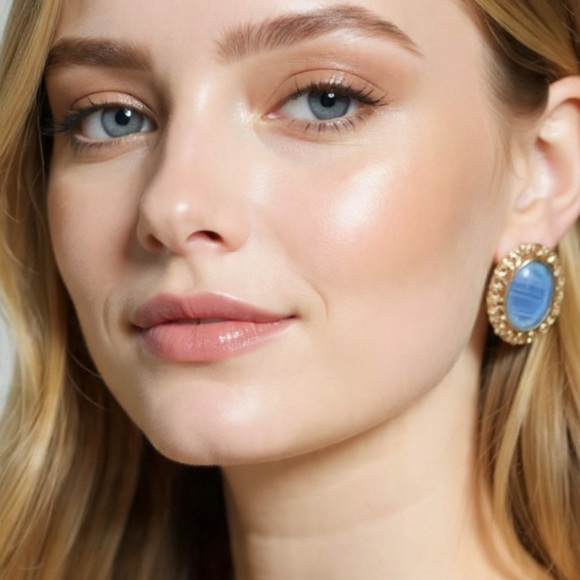 Vintage style blue stone large studs - Picture 1 of 5